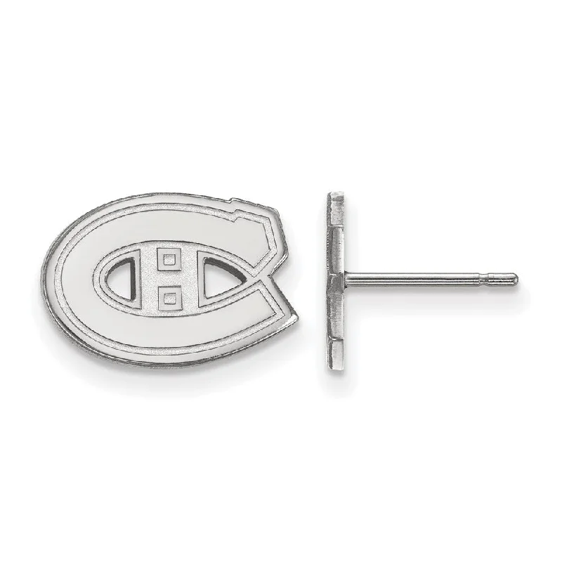 bar earrings for women -14k White Gold NHL Montreal Canadiens XS Post Earrings