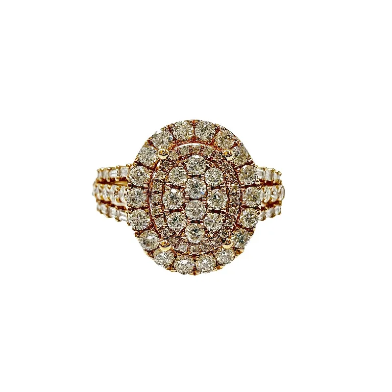 adjustable silver rings for women -18K Rose Gold Ring with Pave Diamonds