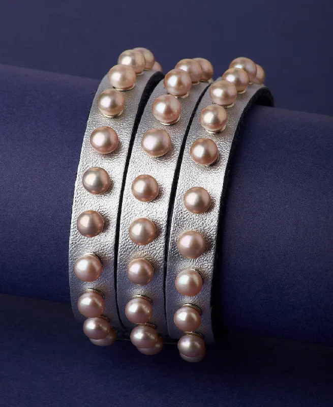 silver bracelets for women -Fashionable Real Pearl Band Bracelet