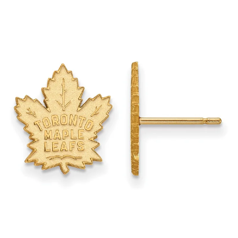 crystal earrings for women -SS 14k Yellow Gold Plated NHL Toronto Maple Leafs Small Post Earrings