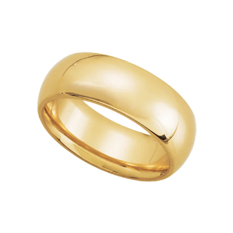 moon rings for women -7mm Domed Comfort Fit Wedding Band in 10k Yellow Gold