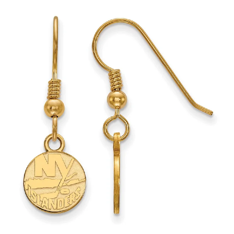 modern earrings for women -SS 14k Yellow Gold Plated NHL New York Islanders XS Dangle Earrings