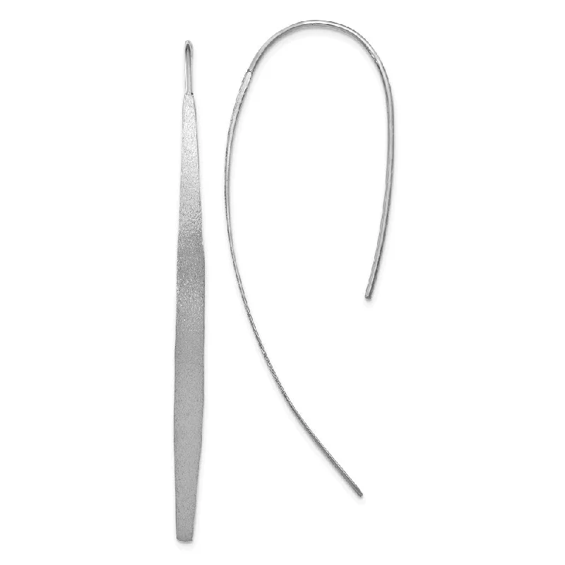 birthstone earrings for women -Brushed Curved Bar Threader Earrings in Silver, 55mm (2 1/8 in)