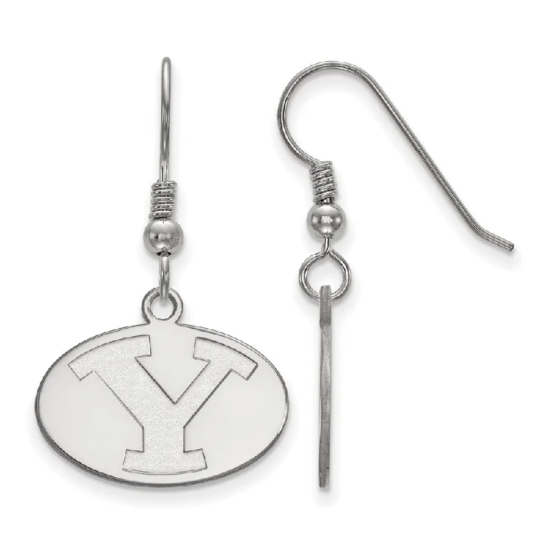 stud earrings for women -Sterling Silver Brigham Young University Small Dangle Earrings