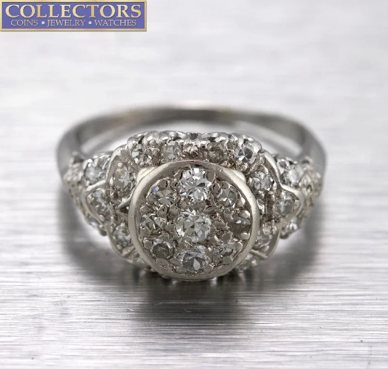 bold engagement rings -Stunning Ladies Antique Estate Platinum 0.53ctw Diamond Engagement Ring