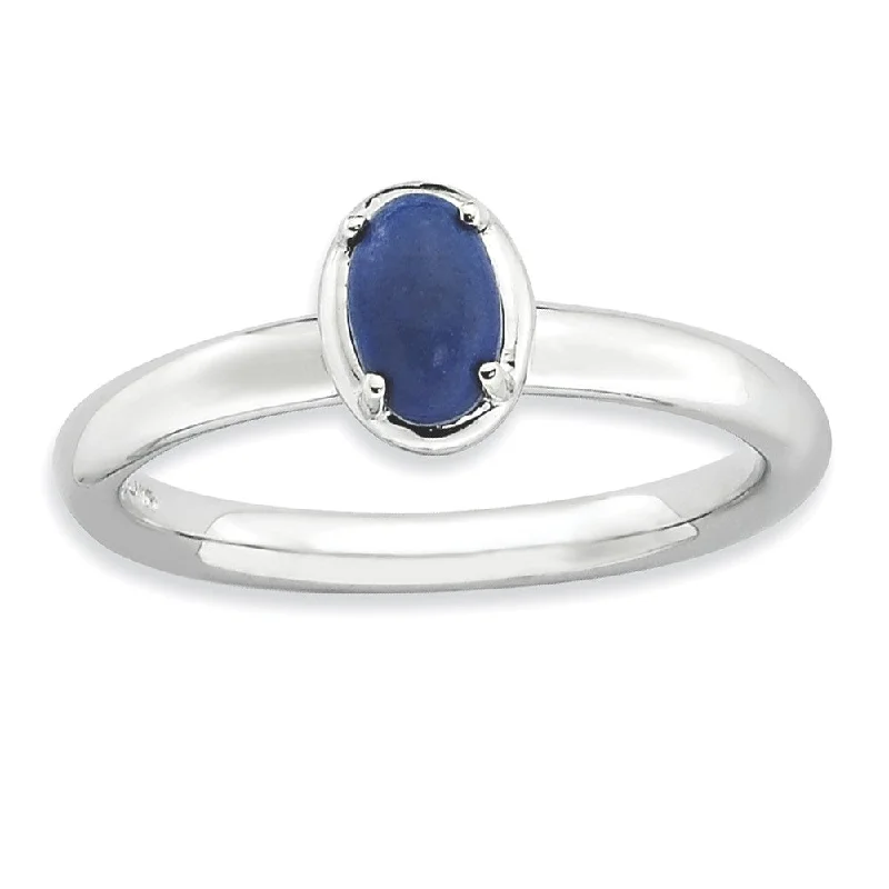 romantic rings for women -Sterling Silver Stackable Blue Lapis Ring