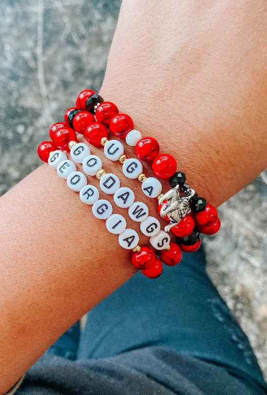 chunky bracelets for women -Go Dawgs Letter Stretch Bracelet